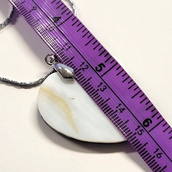 Mens Heart Shape Pendant Chain Genuine Abalone Pendant Necklace - Picture 8 of 10